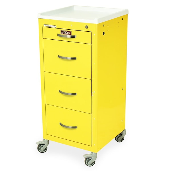 Quick Ship Tall Isolation Cart, Mini Width, Four Drawers, Key Lock